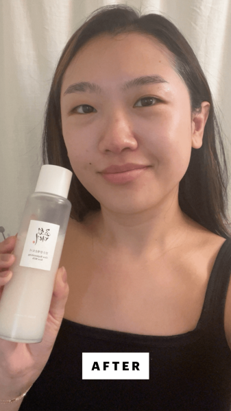 Han after applying the Beauty of Joseon Glow Replenishing Rice Milk